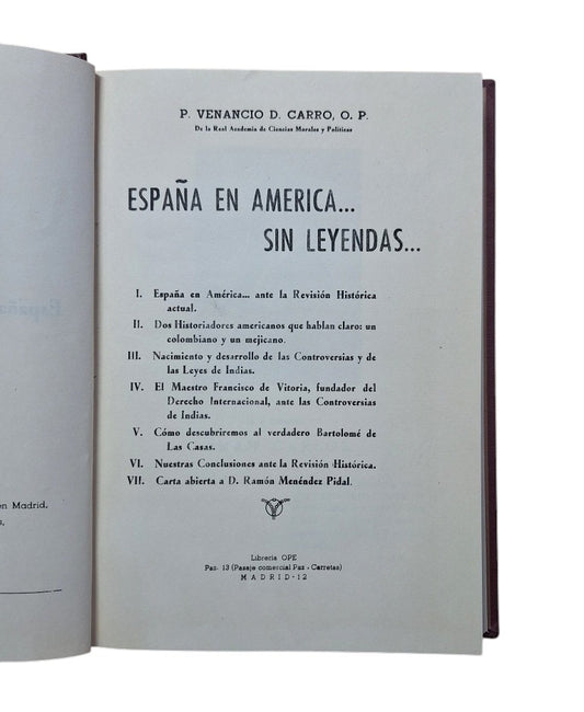 Carro, P. Venancio D.- ESPAÑA EN AMÉRICA SIN LEYENDAS