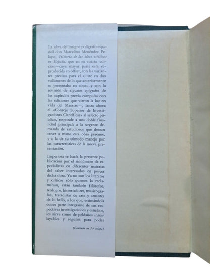 Menéndez Pelayo, M.- HISTORIA DE LAS IDEAS ESTÉTICAS EN ESPAÑA (I - II)