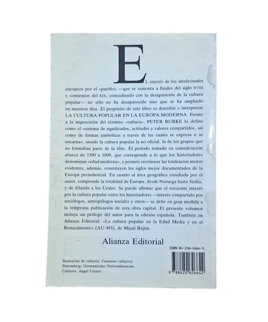 Burke, Peter.- LA CULTURA POPULAR EN LA EUROPA MODERNA
