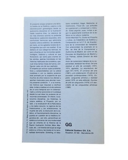 Marchán Fiz, Simón.- LA ESTÉTICA EN LA CULTURA MODERNA. DE LA ILUSTRACIÓN A LA CRISIS DEL ESTRUCTURALISMO