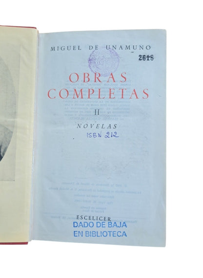 Unamuno, Miguel de.- OBRAS COMPLETAS II (NOVELAS)