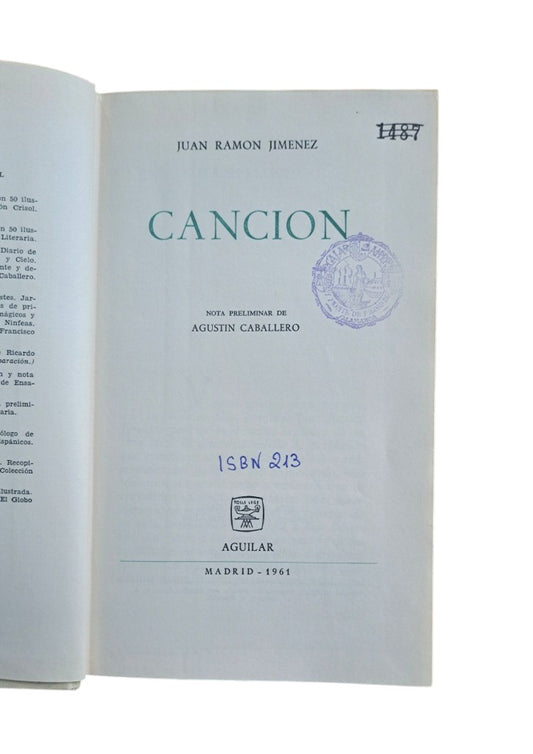Jiménez, Juan Ramón.- CANCIÓN