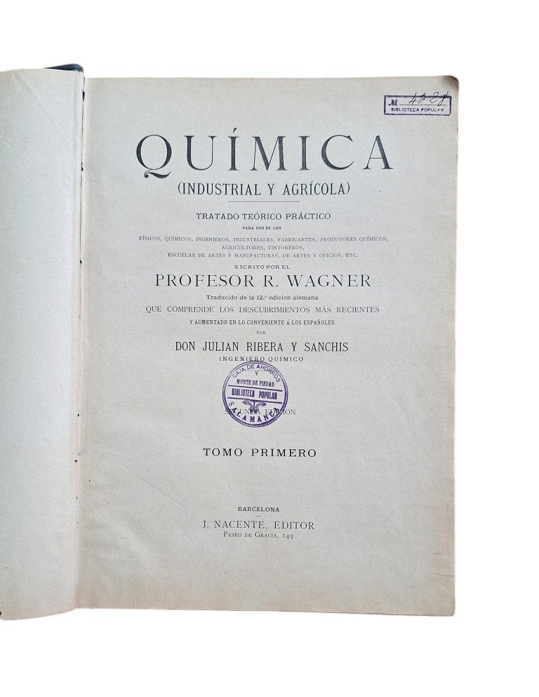 Wagner, R.- QUÍMICA INDUSTRIAL Y AGRÍCOLA (I-II + ATLAS)