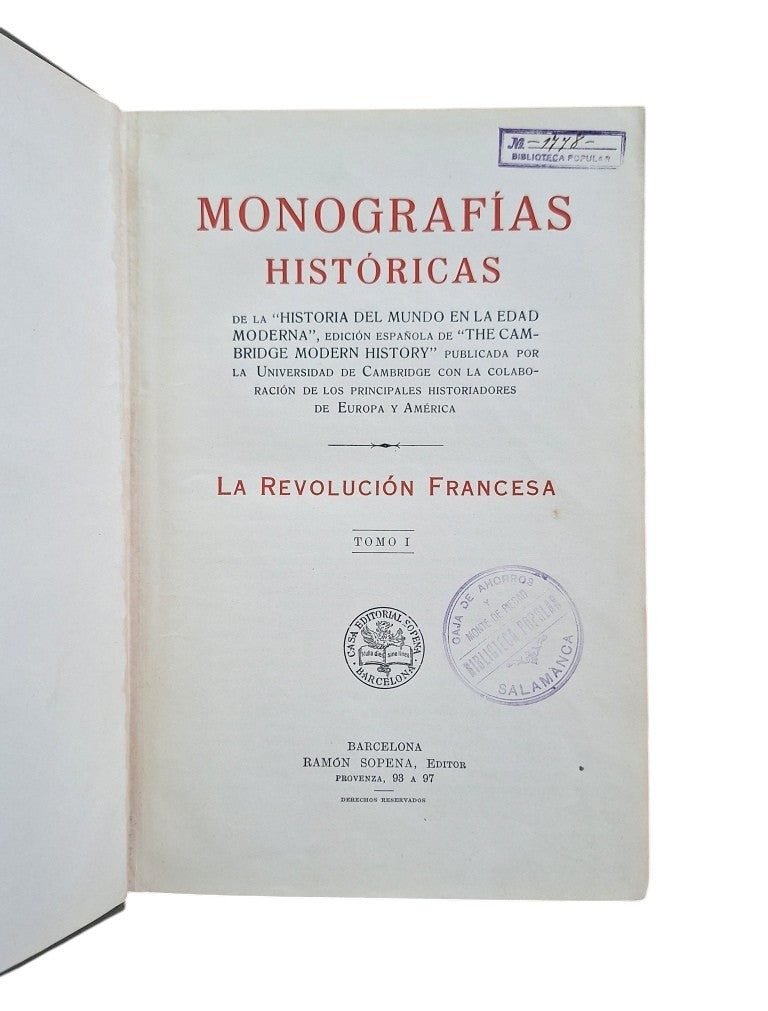 VV.AA.- MONOGRAFÍAS HISTÓRICAS. LA REVOLUCIÓN FRANCESA (I-II)