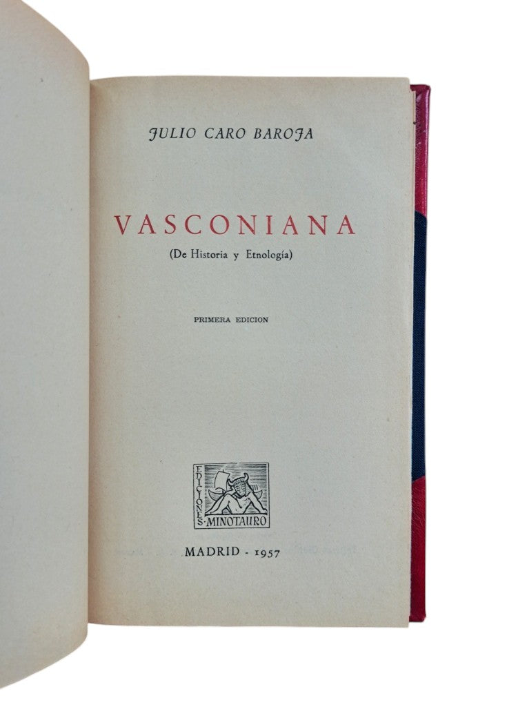 Caro Baroja, Julio.- VASCONIANA