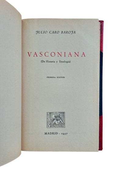 Caro Baroja, Julio.- VASCONIANA