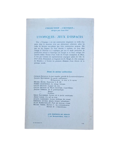 Marin. Louis.- UTOPIQUES: JEUX D' ESPACES