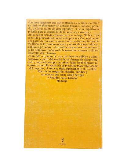 Weber, Max.- HISTORIA AGRARIA ROMANA