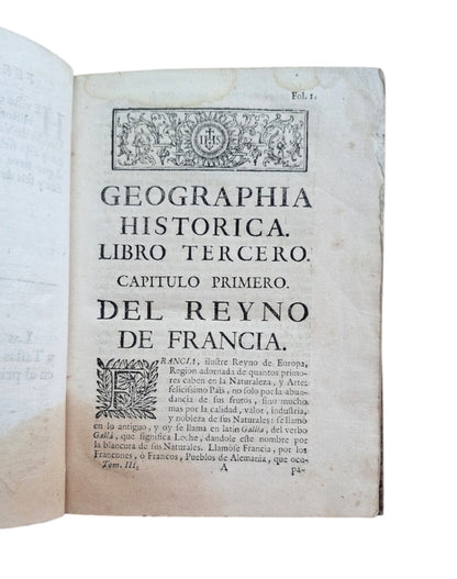 Murillo Velarde, Pedro.- GEOGRAPHIA HISTORICA. DE FRANCIA, ITALIA, Y SUS ISLAS. CON EL CATÁLOGO DE LOS PONTÍFICES, Y ANTIPAPAS, Y DE VARIOS REYES.