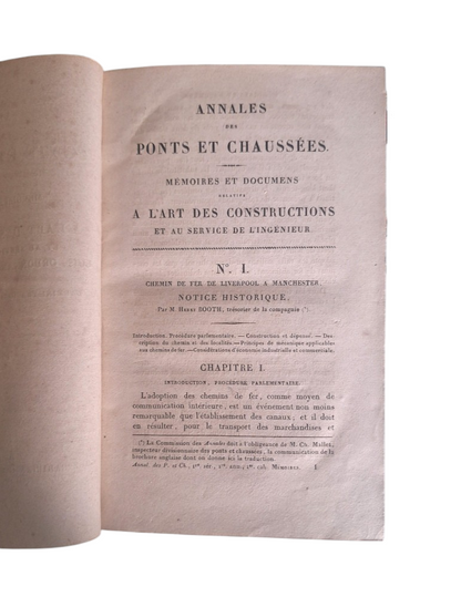ANNALES DES PONTS ET CHAUSSÉES. Mémoires et Documents, 59 vols. Lois et Ordonnances, 28 vols. Planches, 7 vols.