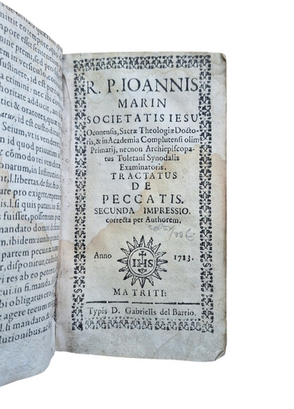 R.P. Ioannis Marin, Societatis Iesu.- TRACTATUS DE PECCATIS