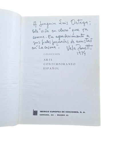 Cremer, Victoriano.- EL LIBRO DE VELA ZANETTI (Dedicado)