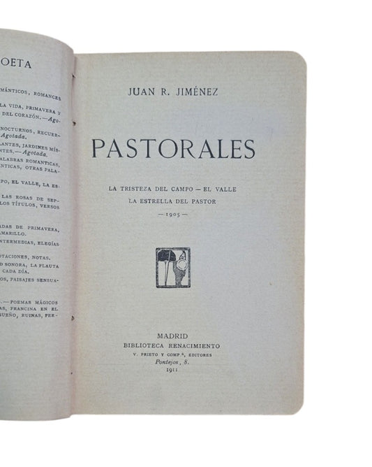Jiménez, Juan Ramón.- PASTORALES (Primera edición)