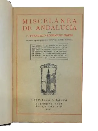 Rodríguez Marín, Francisco.- MISCELLANEOUS OF ANDALUSIA