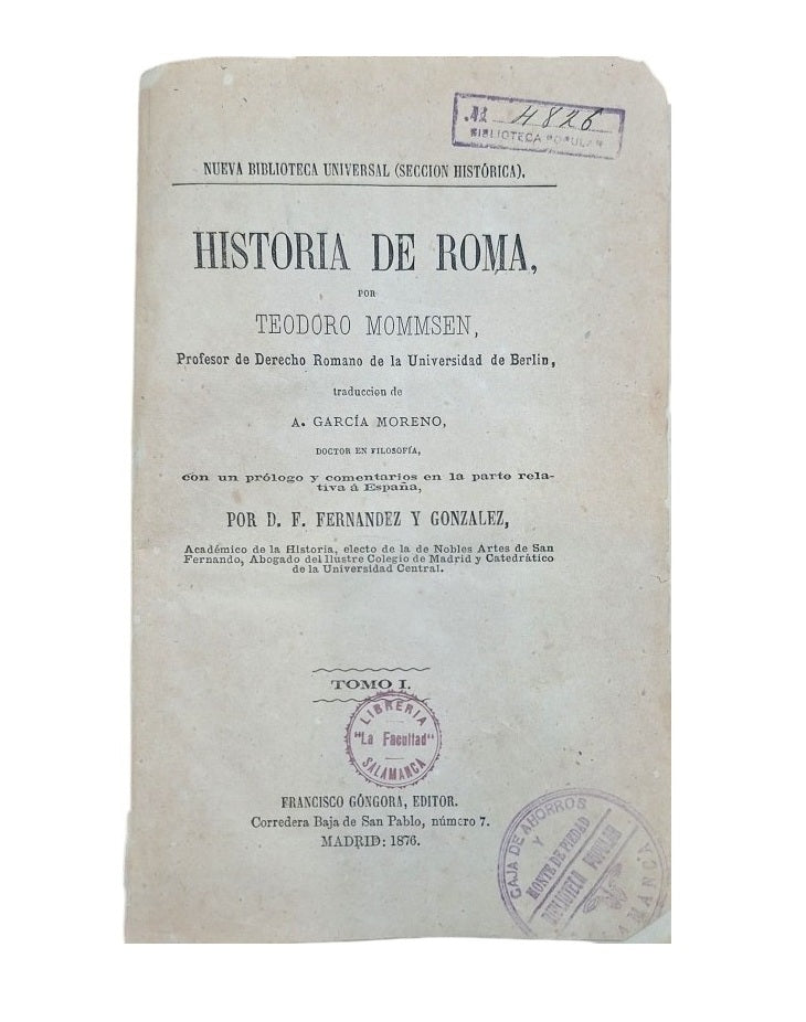 Mommsen, Teodoro.- HISTORIA DE ROMA (9 VOLS.)
