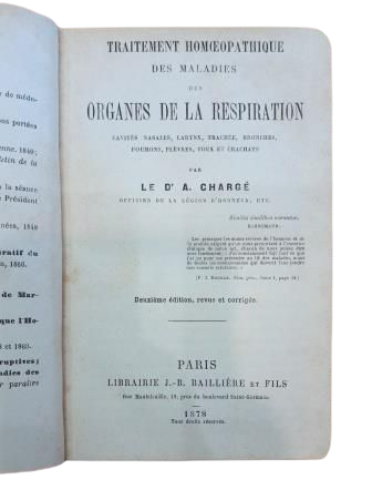 Chargé, Dr. A.- HOMEOPATHIQUE TREATMENT OF MALADS OF RESPIRATION ORGANS