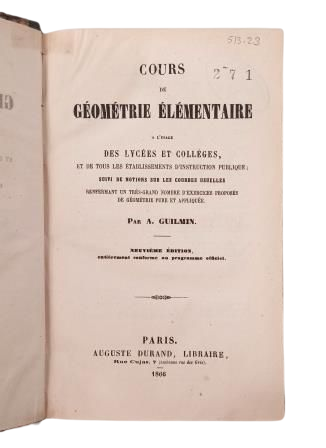 Guilmin, A.- COURS DE GÉOMÉTRIE ÉLÉMENTAIRE