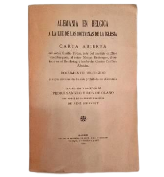 Prüm, Emilio.- ALEMANIA EN BÉLGICA A LA LUZ DE LAS DOCTRINAS DE LA IGLESIA