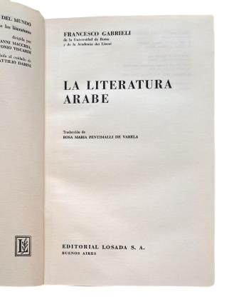 Gabrieli, Francesco.- LA LITERATURA ÁRABE