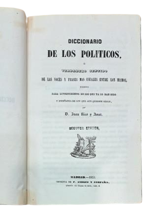 Rico y Amat, Juan.- DICCIONARIO DE LOS POLÍTICOS