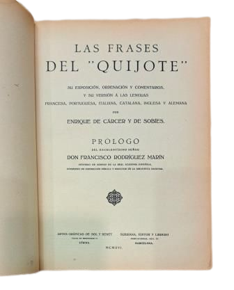 LAS FRASES DEL QUIJOTE.- ENRIQUE DE CÁRCER Y DE SOBÍES