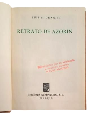 Granjel, Luis S.- RETRATO DE AZORÍN